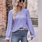 Bohemian Exposed Seam Round Neck Long Sleeve Cropped Top
