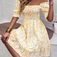 Rebecca Floral Smocked Square Neck Flounce Sleeve Dress