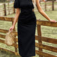 Bali Bohemian Chic One-Shoulder Gathered Detail Slit Dress