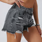 Asymmetrical Crossover Distressed Denim Shorts
