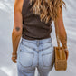 Sleeveless Waffle Knit Scoop Neck Tank Top
