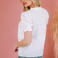 Boho Embroidered Notched Neck Flounce Sleeve Top