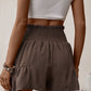 Bohemian Tie Front Smocked Waist Shorts