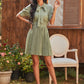 Amelia Bohemian Polka Dot Pleated Tie Neck Smocked Waist Dress