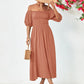 Hillary Boho Off the Shoulder Balloon Sleeve Midi Dress