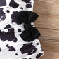Little Baby Girl Ribbed Bodysuit and Printed Flare Pants Set