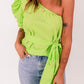 Women's Tied Puff Sleeve One-Shoulder Trendy Top