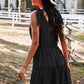 Davina Tie-Shoulder Decorative Button V-Neck Dress
