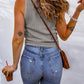 Sleeveless Waffle Knit Scoop Neck Tank Top