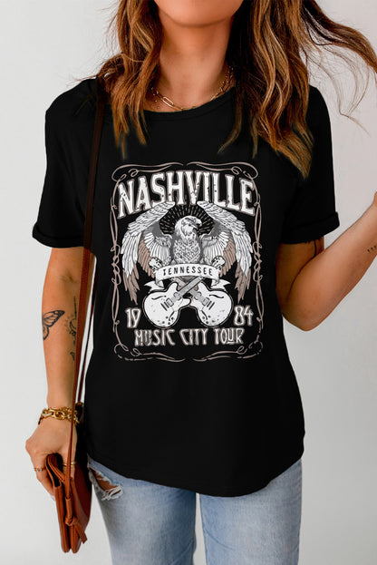 Nashville Music Black Graphic T-Shirt