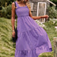 Harriet Boho Smocked Square Neck Tiered Dress