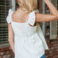 Boho Embroidered Peasant Contrast Square Neck Tank
