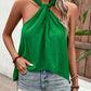 Green Ruched Grecian Sleeveless Blouse