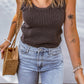 Sleeveless Waffle Knit Scoop Neck Tank Top