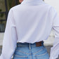 Boho White Cropped Lapel Collar Tie Waist Long Sleeve Blouse