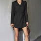 Boho Belted Johnny Collar High-Low Shirt Dress
