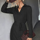 Boho Belted Johnny Collar High-Low Shirt Dress