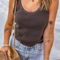Sleeveless Waffle Knit Scoop Neck Tank Top