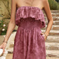 Boho Floral Strapless Layered Smocked Romper