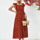 Evelyn Bohemian Tie Belt Ruffle Tier Midi Dress