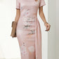Printed Off-Shoulder Split Midi Dress