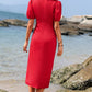 Catarina Wrap Surplice Ruched Puff Sleeve Dress