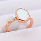 Boho Minimalist Opal Hexagon 925 Sterling Silver Ring
