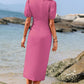 Catarina Wrap Surplice Ruched Puff Sleeve Dress