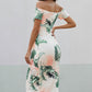 Printed Off-Shoulder Split Midi Dress