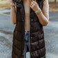 Bohemian Black Longline Hooded Sleeveless Puffer Vest