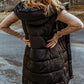 Bohemian Black Longline Hooded Sleeveless Puffer Vest