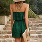 Boho Floral Strapless Layered Smocked Romper
