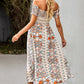 Bohemian Off-Shoulder Midi Frill Trim Split Dress