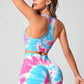 Bright Tie-Dye Sports Bra and Shorts Workout Set
