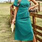 Bali Bohemian Chic One-Shoulder Gathered Detail Slit Dress