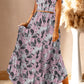 Boho Floral Printed Tie Back Cropped Top and Maxi Skirt Set