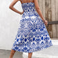 Alyssa Greek Printed Tie Shoulder Sweetheart Neck Dress
