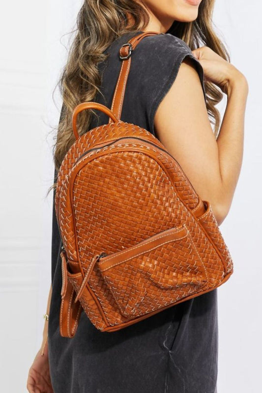 Bohemian Certainly Chic Faux Leather Woven Backpack Bag