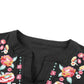 Boho Embroidered Notched Neck Flounce Sleeve Top