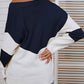 Bohemian Ribbed Mock Neck Lantern Sleeve Sweater Dress