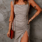 Summer Print Cutout Ruched Twist Front Mini Dress