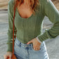 Boho Matcha Green Scoop Neck Long Sleeve Top