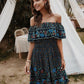 Carrie Bohemian Print Off-Shoulder Strapless Knee Length Dress