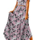 Boho Floral Printed Tie Back Cropped Top and Maxi Skirt Set