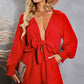 Brianna Tied Flounce Sleeve Plunge Romper