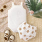 Little Baby Girl Bohemian Eyelet Lace Round Neck Top and Plaid Skort Set