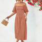 Hillary Boho Off the Shoulder Balloon Sleeve Midi Dress