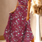 Boho Floral Printed Tie Back Cropped Top and Maxi Skirt Set