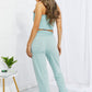 Ribbed Open Back Cropped Racerback Tank Top
