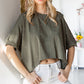 Distressed Asymmetric Hem Cropped Tee Shirt
